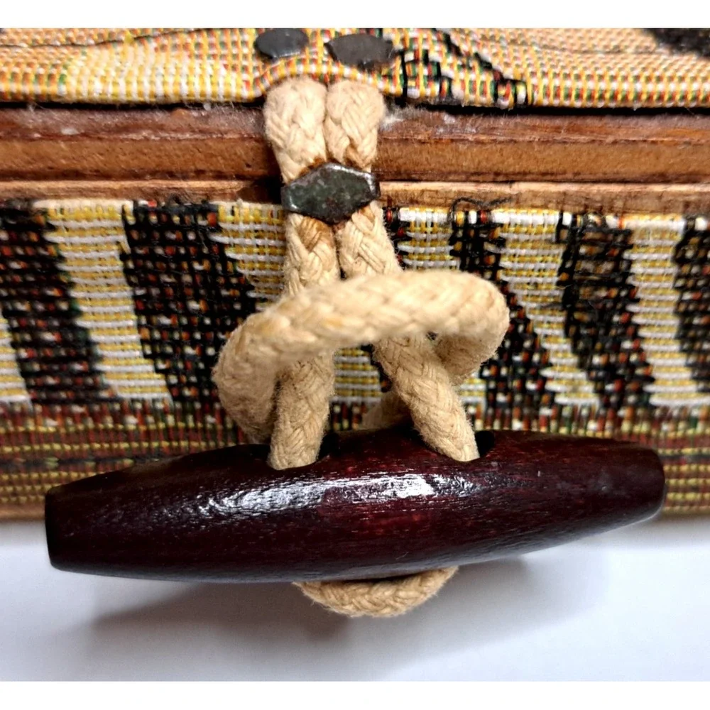 African Box Purse Jewelry Case Safari Leopard Print Hard Cover Brown‎ 10x5.5x2